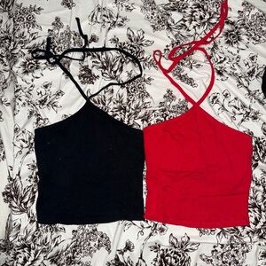 Trendy Black and Red Halter Tops